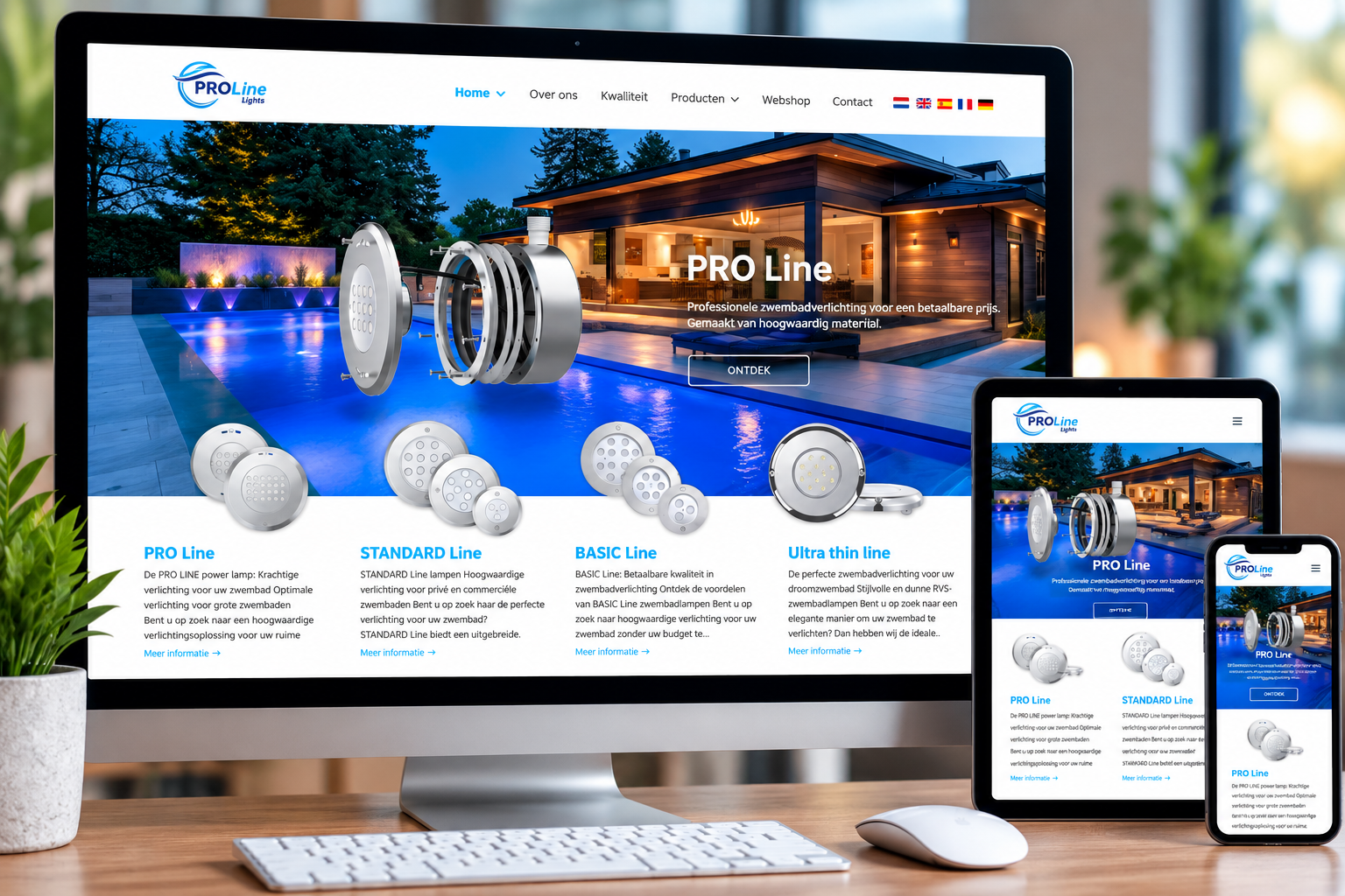 PRO Line Lights · ontwerp 1 – desktop, tablet en smartphone
